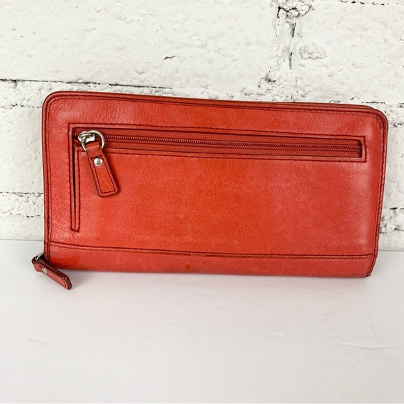 Fossil Coral Pink Watermelon Red Leather Wonderful Zip Around Wallet - Picture 3 of 8